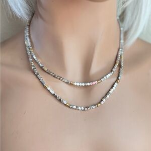 Brighton Elegant Gold and Silver Beaded Double Necklace Sparkles beautiful